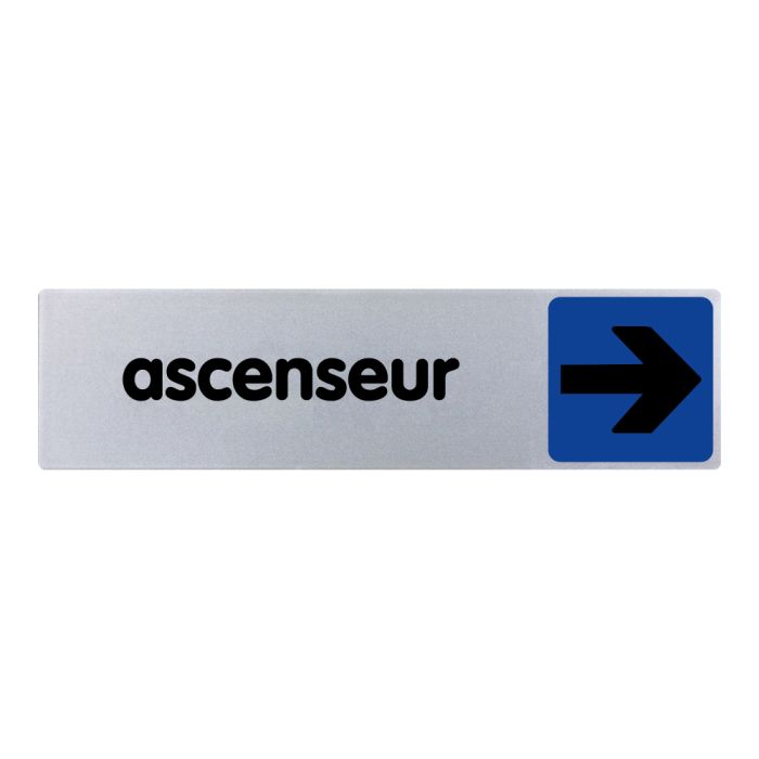 Plaquette de porte Ascenseur flèche à droite - couleur 170x45mm - Novap