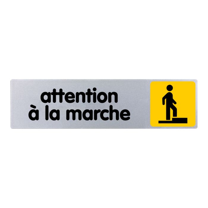 Plaquette de porte Attention à la marche - couleur 170x45mm - Novap