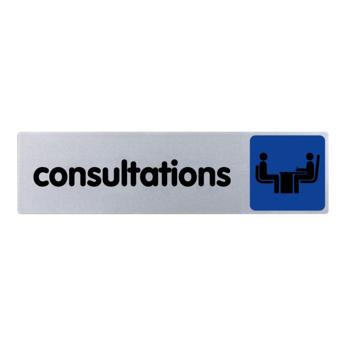 Plaquette de porte Consultations - couleur 170x45mm - Novap