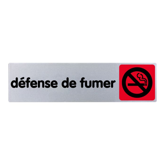 Plaquette de porte Défense de fumer (texte) - couleur 170x45mm - Novap