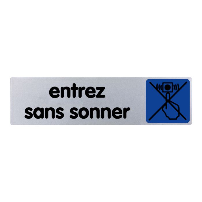 Plaquette de porte Entrez sans sonner - couleur 170x45mm - Novap