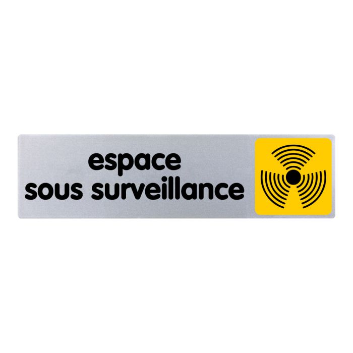 Plaquette de porte Espace sous surveillance - couleur 170x45mm - Novap