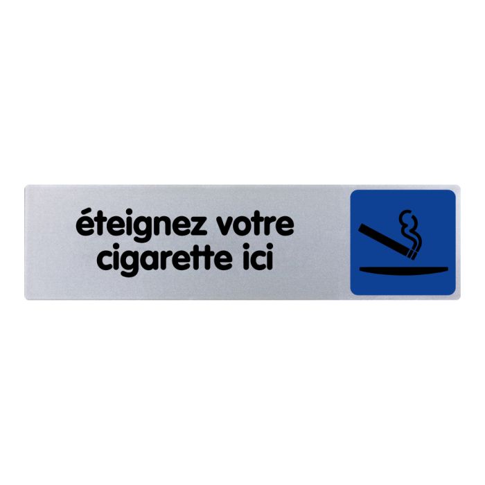 Plaquette de porte Eteignez votre cigarette ici - couleur 170x45mm - Novap