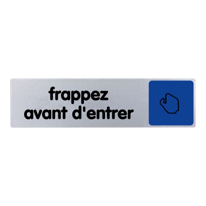 Plaquette de porte Frappez avant d'entrer - couleur 170x45mm - Novap