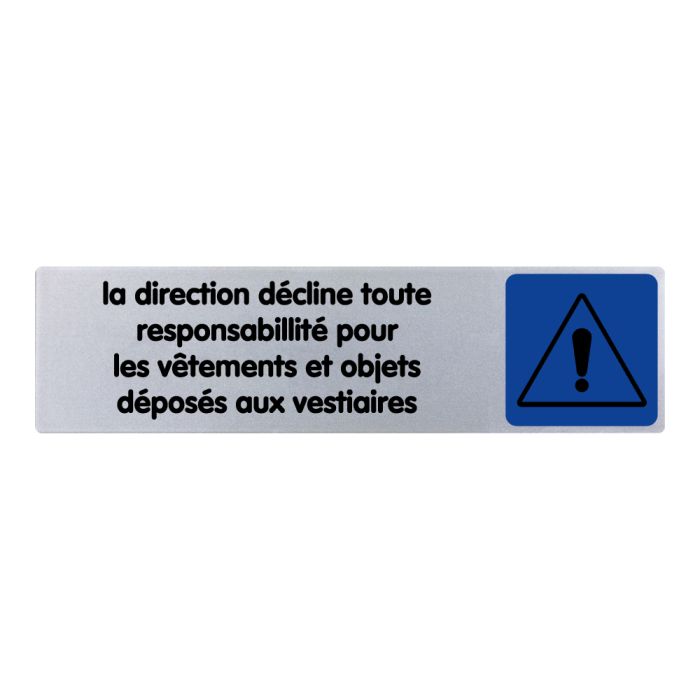 Plaquette de porte La direction décline toute responsabilité - couleur 170x45mm - Novap