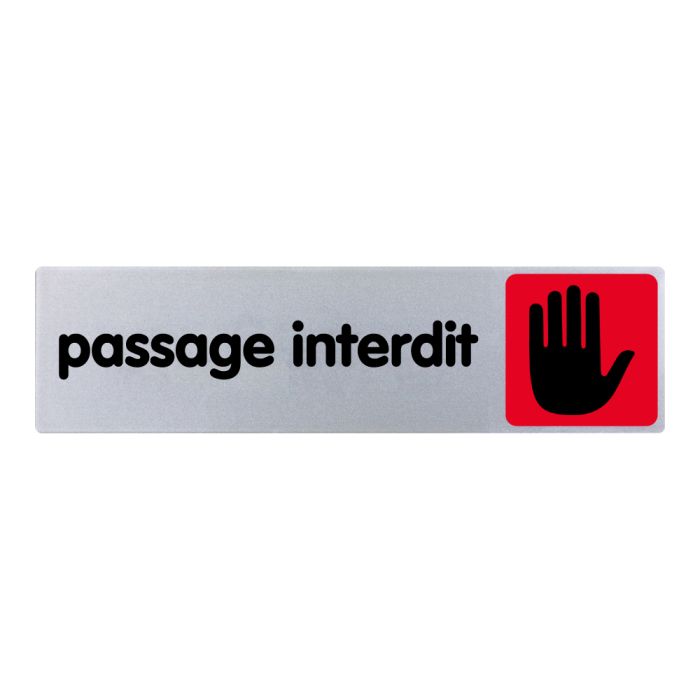 Plaquette de porte Passage interdit - couleur 170x45mm - Novap