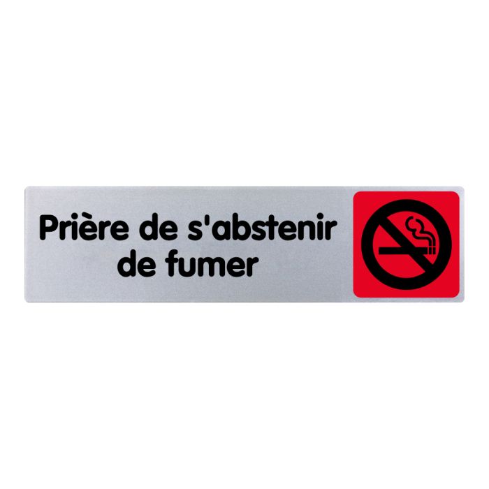 Plaquette de porte Prière de s'abstenir de fumer - couleur 170x45mm - Novap