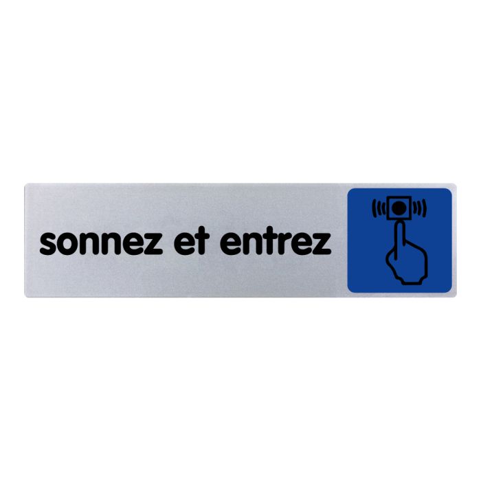 Plaquette de porte Sonnez et entrez - couleur 170x45mm - Novap