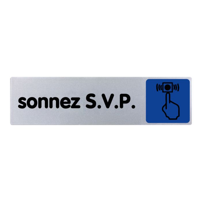 Plaquette de porte Sonnez SVP - couleur 170x45mm - Novap