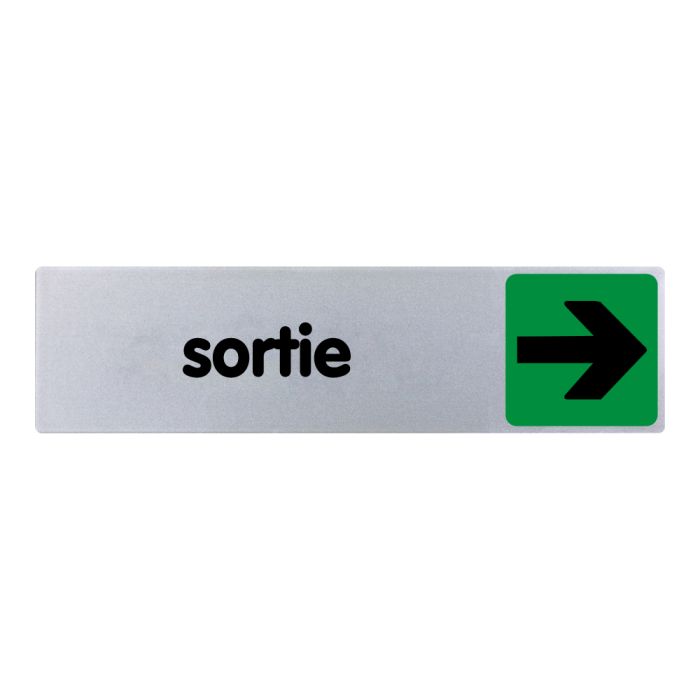 Plaquette de porte Sortie flèche à droite - couleur 170x45mm - Novap