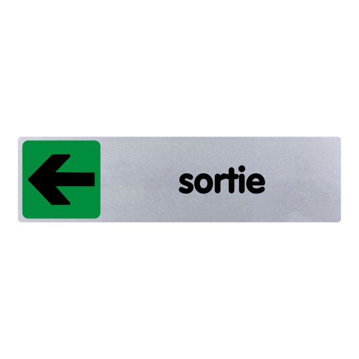 Plaquette de porte Sortie flèche à gauche - couleur 170x45mm - Novap