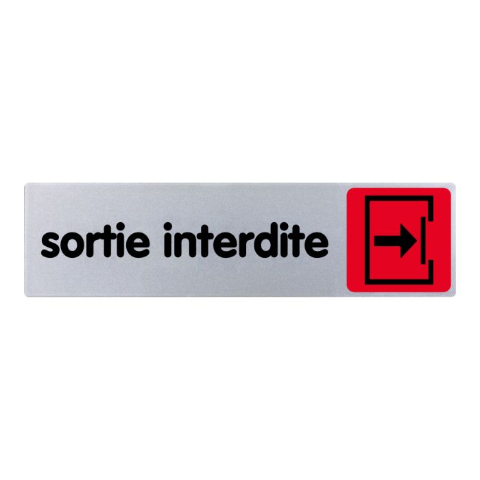 Plaquette de porte Sortie interdite - couleur 170x45mm - Novap