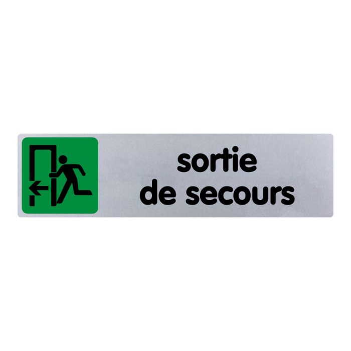 Plaquette de porte Sortie de secours flèche gauche - couleur 170x45mm - Novap