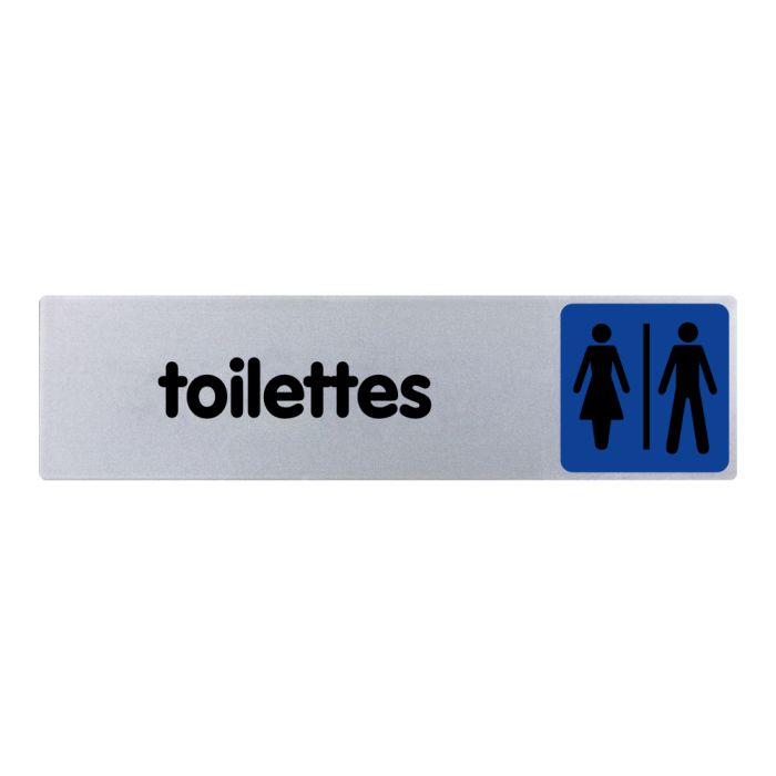 Plaquette de porte Toilettes H/F - couleur 170x45mm - Novap