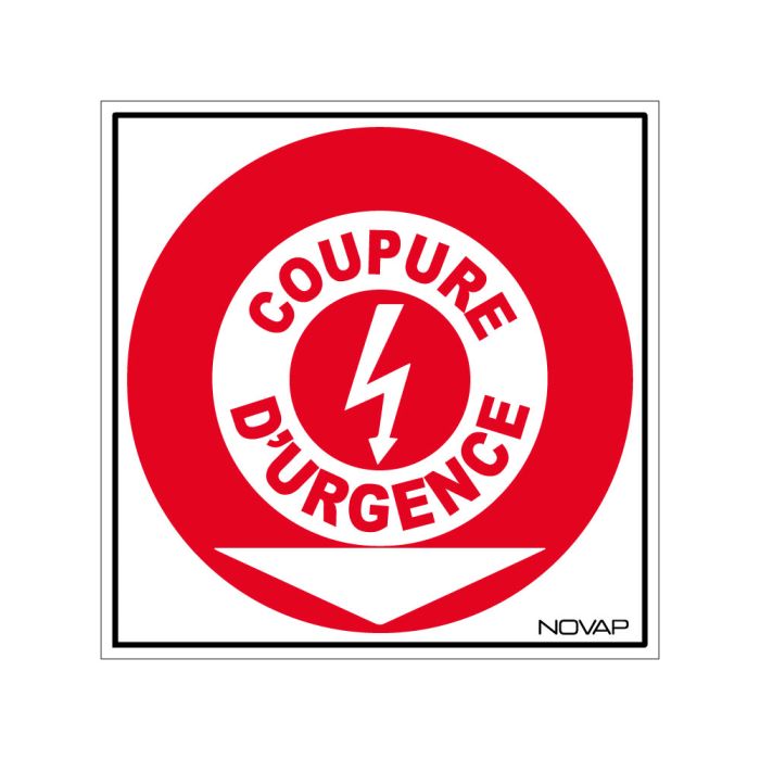 Panneau Coupure d'urgence - Rigide 200x200mm - Novap