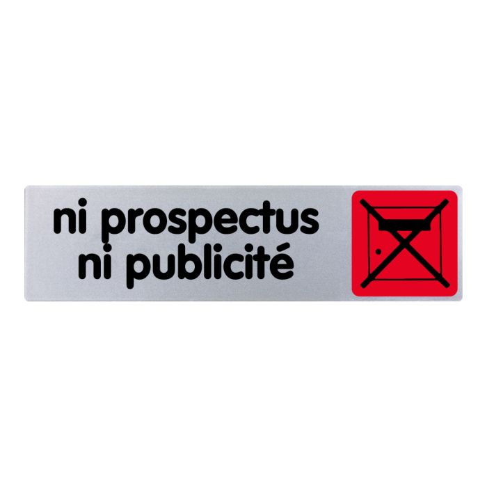 Plaquette de porte Ni prospectus ni publicité - couleur 170x45mm - Novap