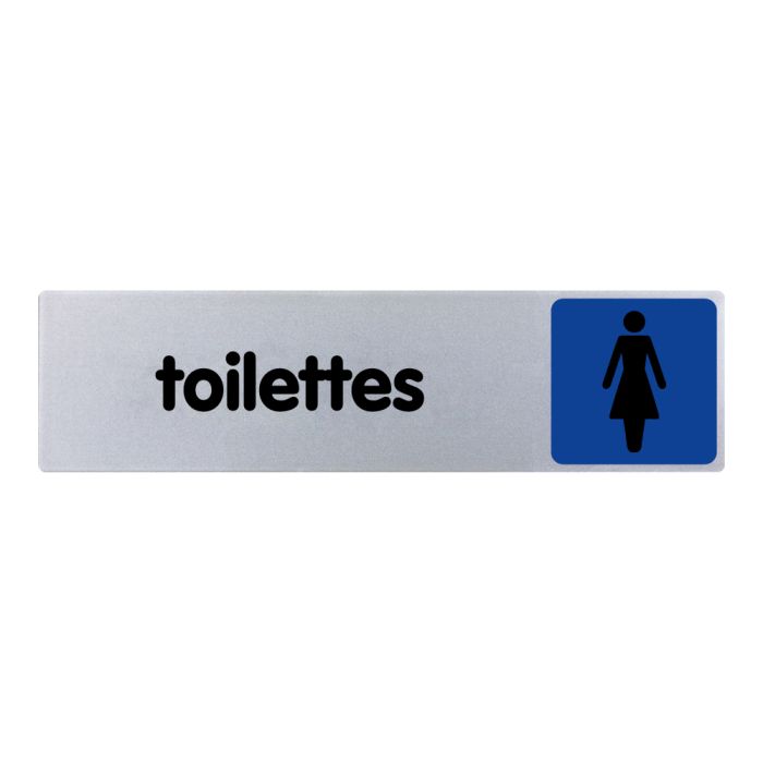 Plaquette de porte Toilettes avec figurine dame - couleur 170x45mm - Novap