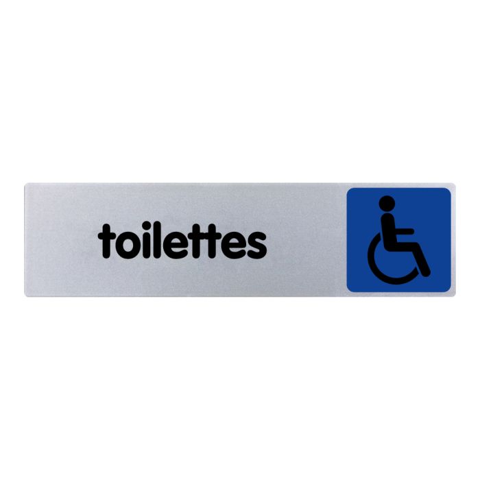 Plaquette de porte Toilettes avec logo handicapé - couleur 170x45mm - Novap