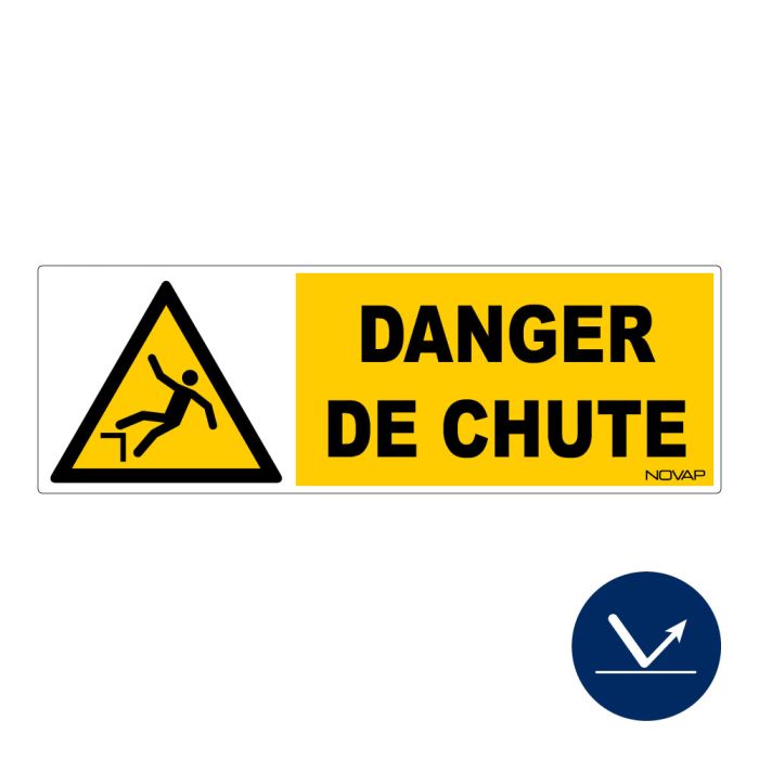 Panneau Danger de chute - Rétroréfléchissant Classe 1 - 450x150mm - Novap