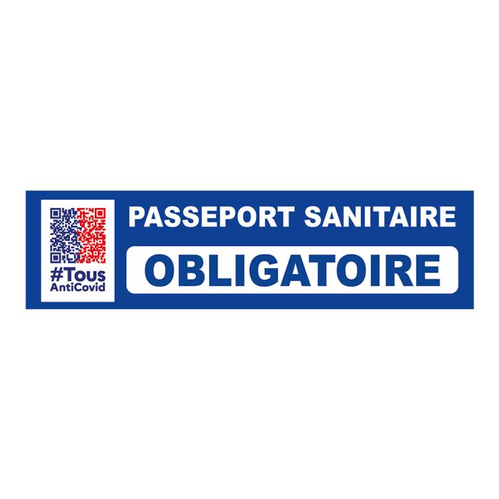 Plaquette de porte Pass sanitaire obligatoire - couleur 170x45mm - Novap