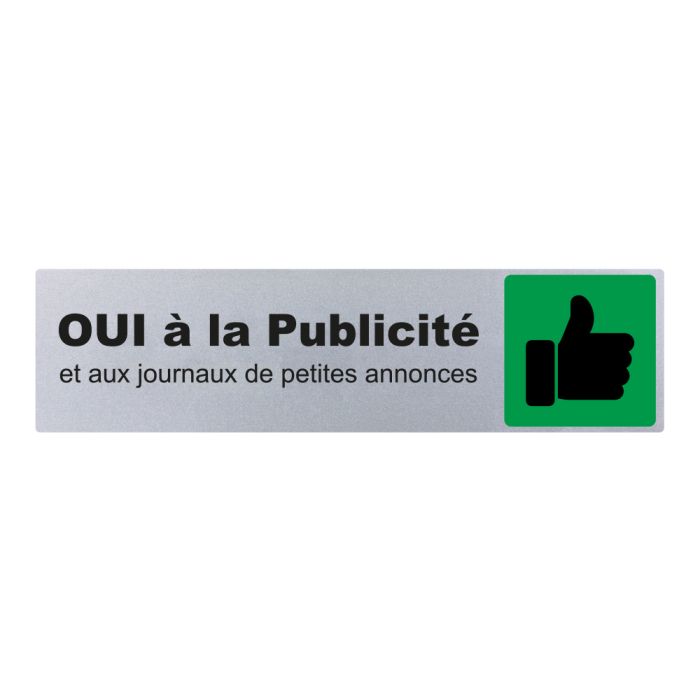 Plaquette de porte OUI à la publicité - couleur 170x45mm - Novap