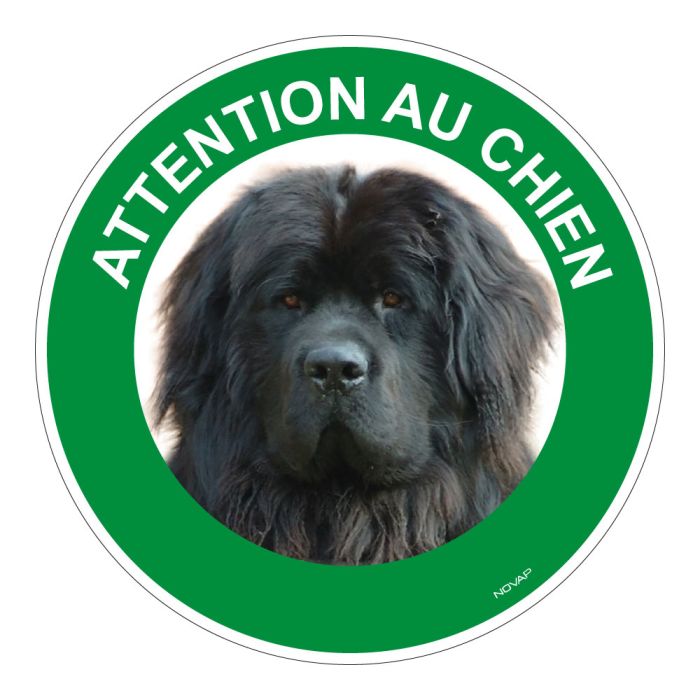 Panneau Attention au chien Terre-neuve - Rigide Ø180mm - Novap