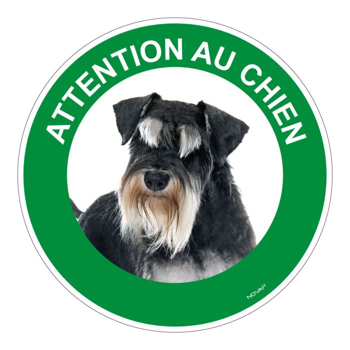 Panneau Attention au chien Schnauzer nain - Rigide Ø180mm - Novap