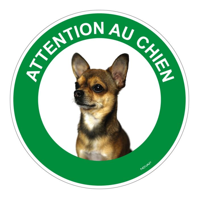 Panneau Attention au chien Chihuahua - Rigide Ø180mm - Novap