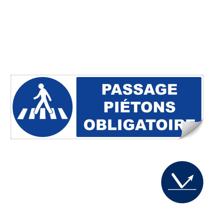 Adhésif Passage Piétons obligatoire - Rétroréfléchissant Classe 1 - 450x150mm - Novap