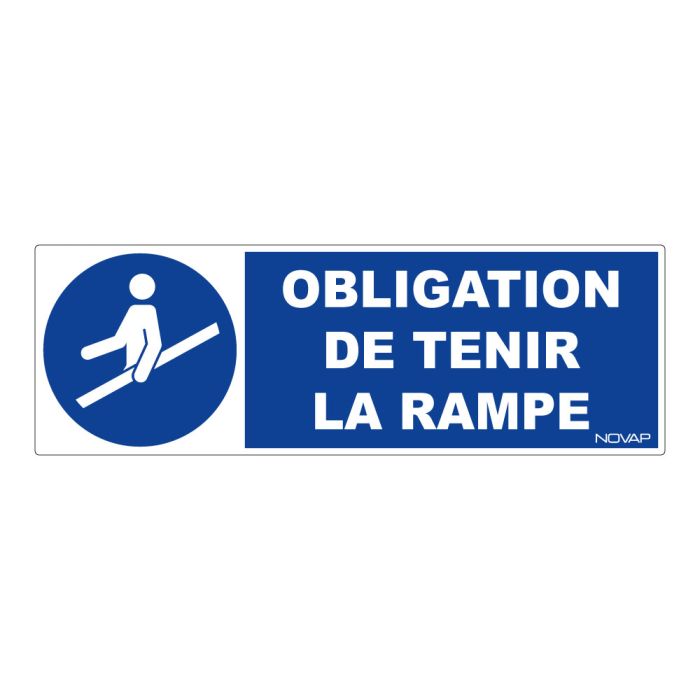 Panneau Obligation de tenir la rampe - Rigide 450x150mm - Novap