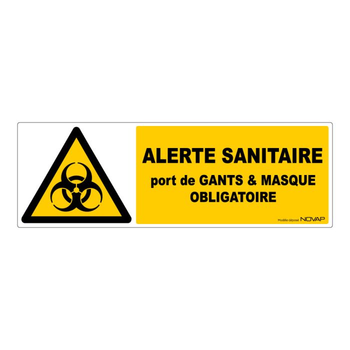 Panneau Alerte sanitaire - Gants et masque obligatoire - 450x150mm - Novap