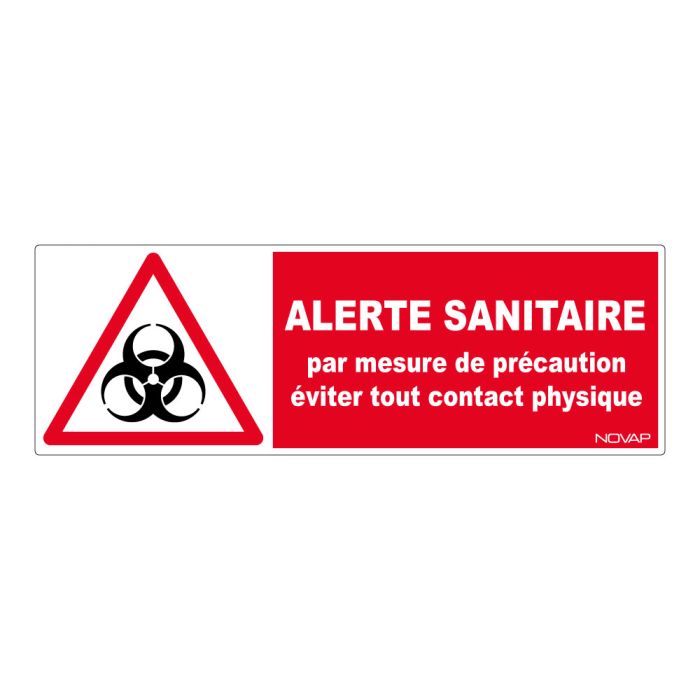 Panneau Alerte sanitaire - mesure de sécurité - 450x150mm - Novap