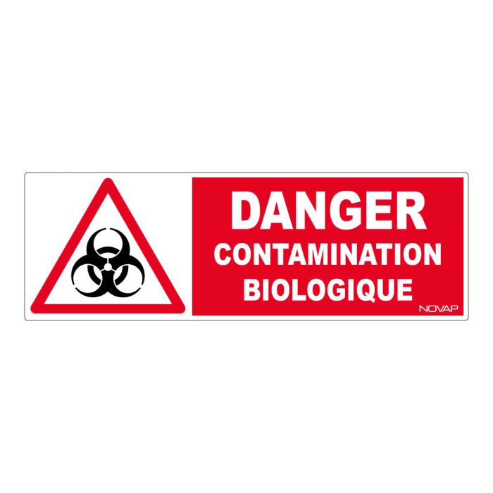 Panneau Danger contamination biologique - 450x150mm - Novap