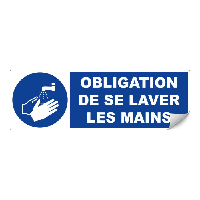 Adhésif Obligation de se laver les mains - 450x150mm - Novap