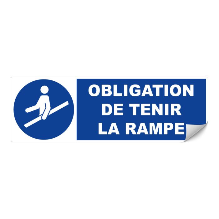 Adhésif Obligation de tenir la rampe - 450x150mm - Novap