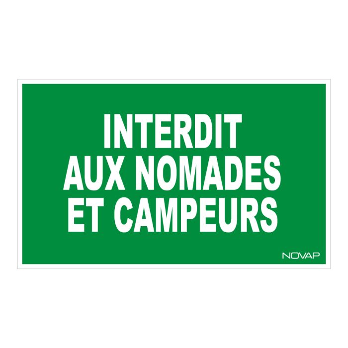 Panneau Interdit aux nomades et campeurs - Rigide 330x200mm - Novap