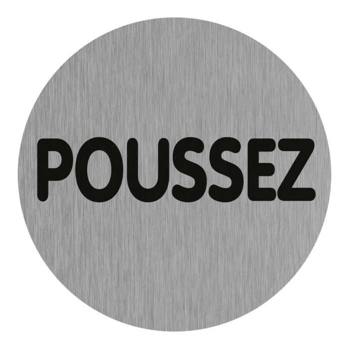 Plaquette de porte Poussez - Aluminium brosse Ø75mm - Novap