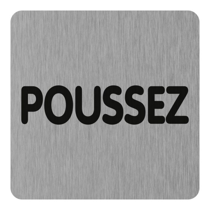 Plaque de porte Poussez - Aluminium brosse 100x100mm - Novap