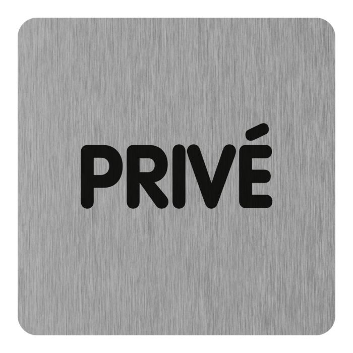 Plaque de porte Privé - Aluminium brosse 100x100mm - Novap