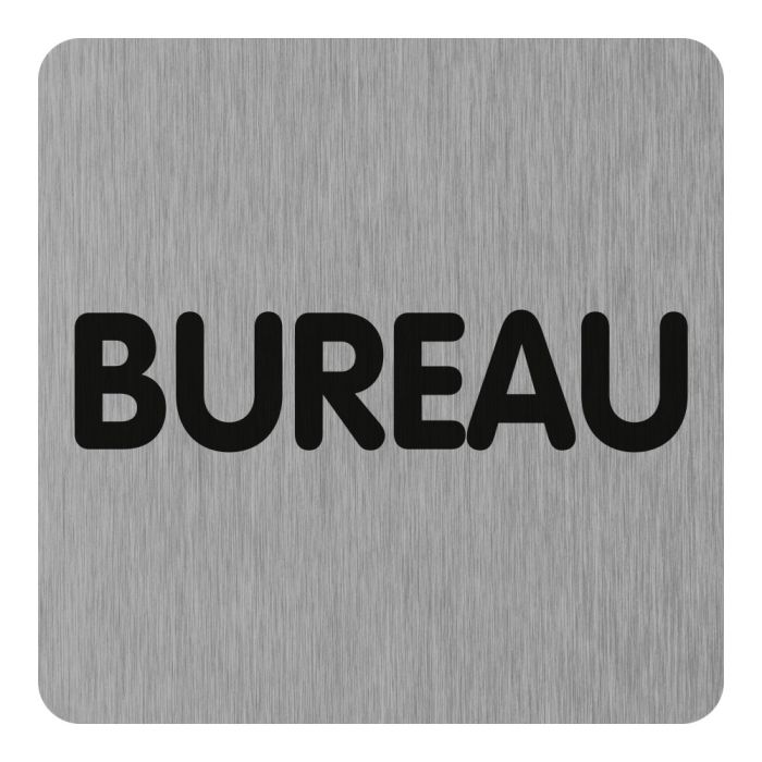 Plaque de porte Bureau (texte) - Aluminium brosse 100x100mm - Novap