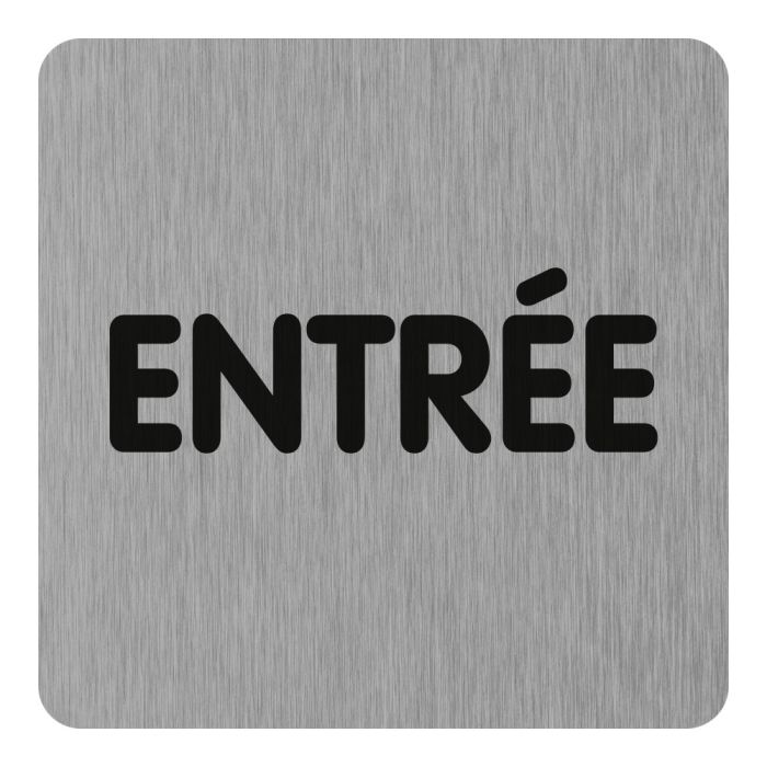 Plaque de porte Entrée (texte) - Aluminium brosse 100x100mm - Novap