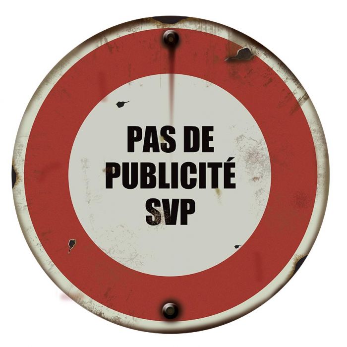 Panneau Autocollant Pas de Publicité S.V.P. Adhésif Stop Pub pour boîte aux  lettres 83 mm diamètre.