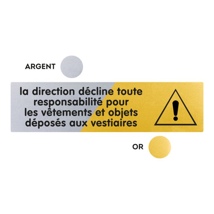 Plaquettes de porte 170x45mm - La direction décline toute responsabilité... - Argent & Or - Novap