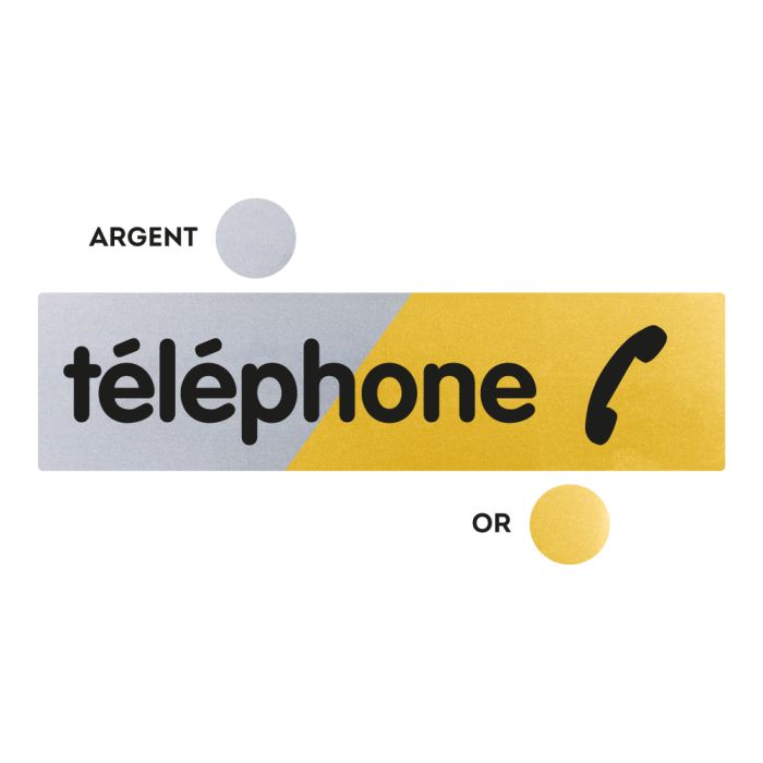 Plaquettes de porte 170x45mm - Téléphone - Argent & Or - Novap