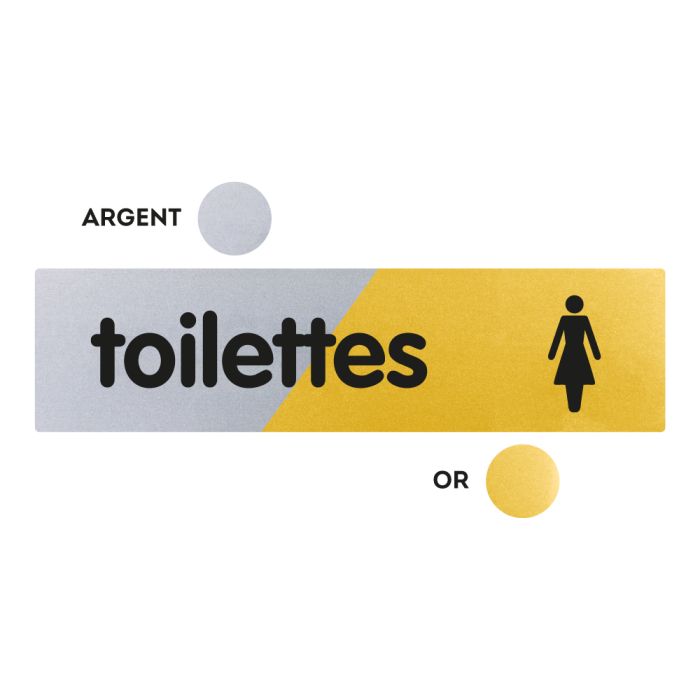 Plaquettes de porte 170x45mm - Toilettes Femmes - Argent & Or - Novap