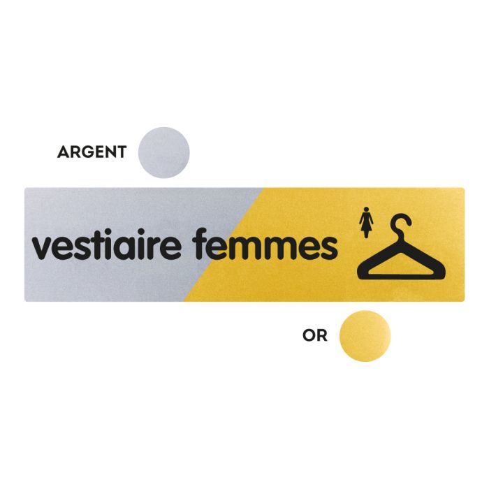 Plaquettes de porte 170x45mm - Vestiaire femmes - Argent & Or - Novap