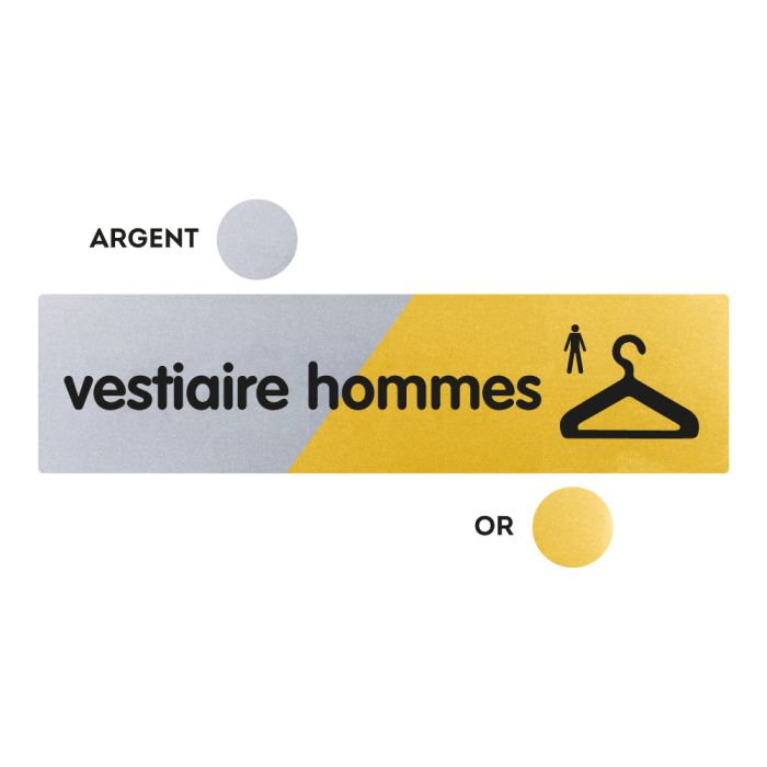 Plaquettes de porte 170x45mm - Vestiaire Hommes - Argent & Or - Novap