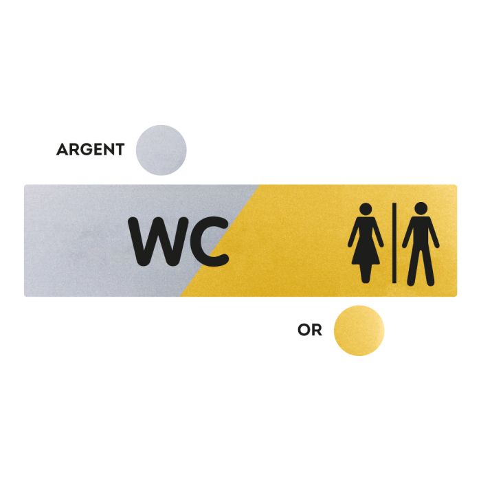 Plaquettes de porte 170x45mm - WC Hommes-Femmes - Argent & Or - Novap