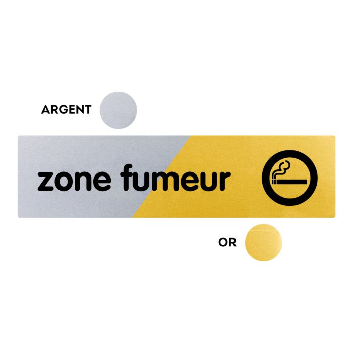 Plaquettes de porte 170x45mm - Zone Fumeur - Argent & Or - Novap