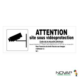 Panneau photoluminescent HD Site sous vidéo protection - rigide 330x120mm -  Novap